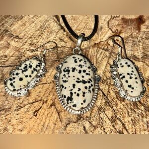 Dalmation Jasper Pendant & Earrings Set